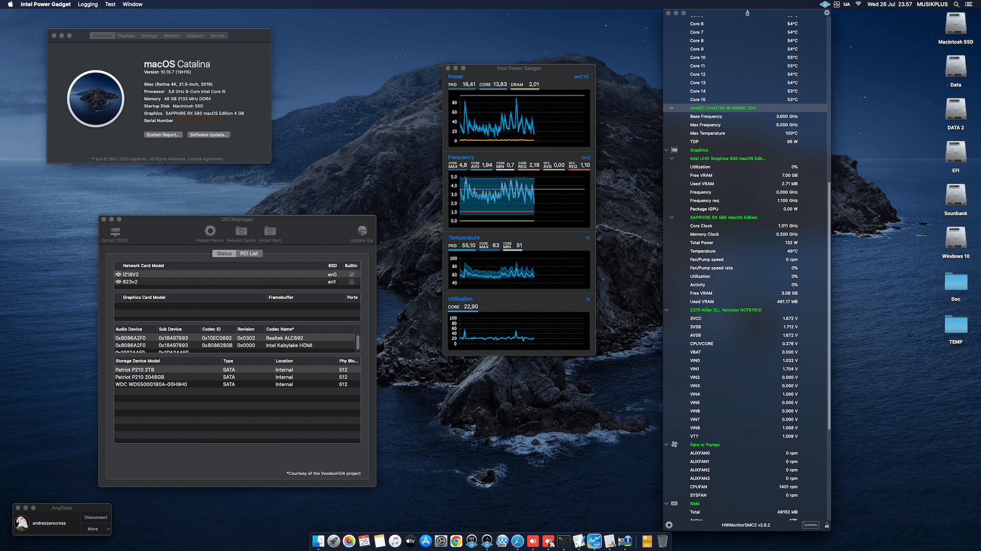 Success Hackintosh macOS Catalina 10.15.7 Build 19H15 in Asrock Z370 Killer SLI + Intel Core i9 9900K + Sapphire RX 580